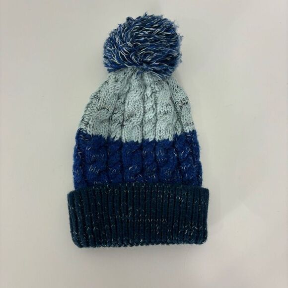 Smartwool Blue Colorblock Pom Pom Merino Wool Winter Hat Women's - Picture 2 of 6